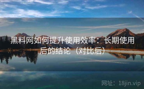 黑料网如何提升使用效率：长期使用后的结论（对比后）