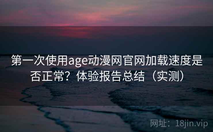 第一次使用age动漫网官网加载速度是否正常？体验报告总结（实测）