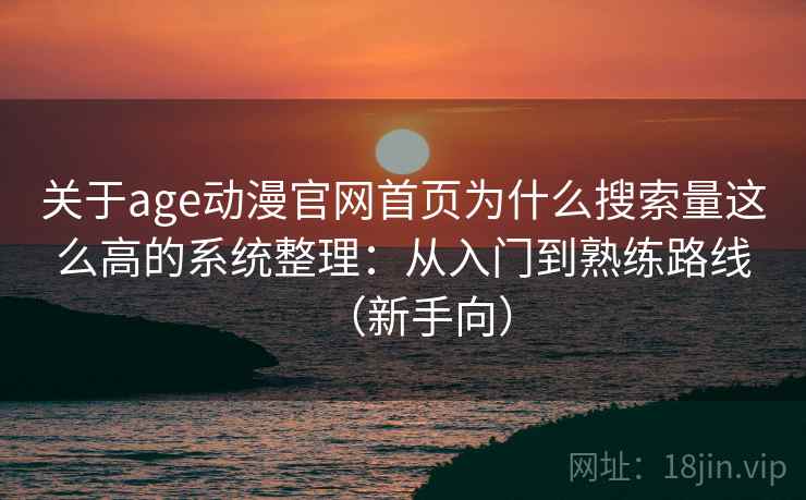 关于age动漫官网首页为什么搜索量这么高的系统整理：从入门到熟练路线（新手向）
